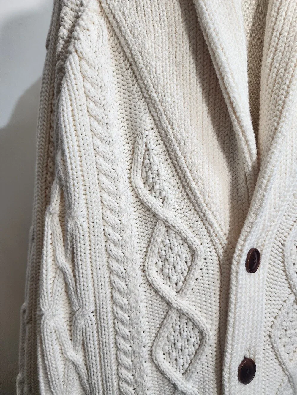 Banana Republic Men Cable Knit Shawl Collar Cardigan Sweater Ivory XXL Tall